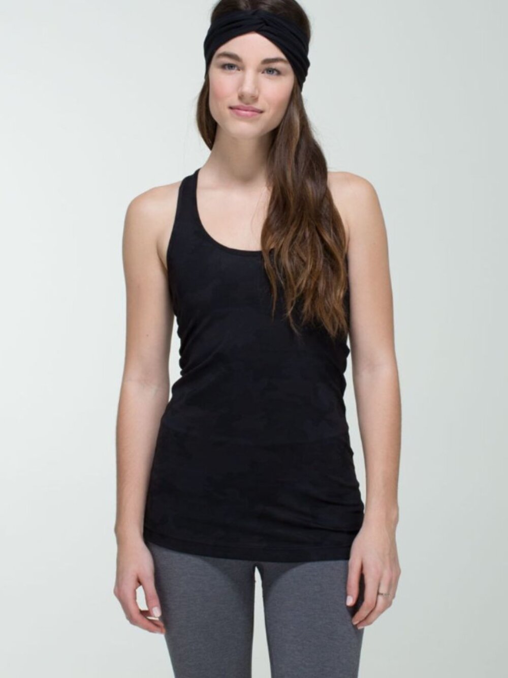 Lululemon Cool Racerback Tank Top Black Camo Light Luon Size 8